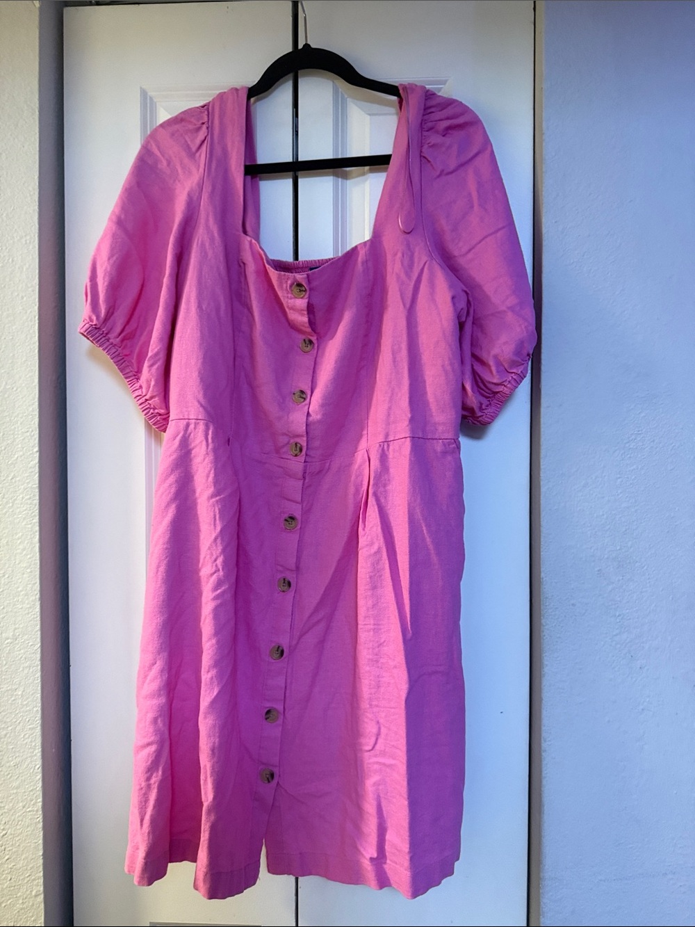 Old Navy Pink Smocked-Neck Button Front Top